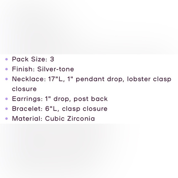 Claire's Silver-tone Cubic Zirconia Necklace, Bracelet and Earring Set - Picture 8 of 10